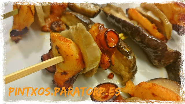 Brocheta de pulpo y boletus - Receta Fácil Paso a Paso