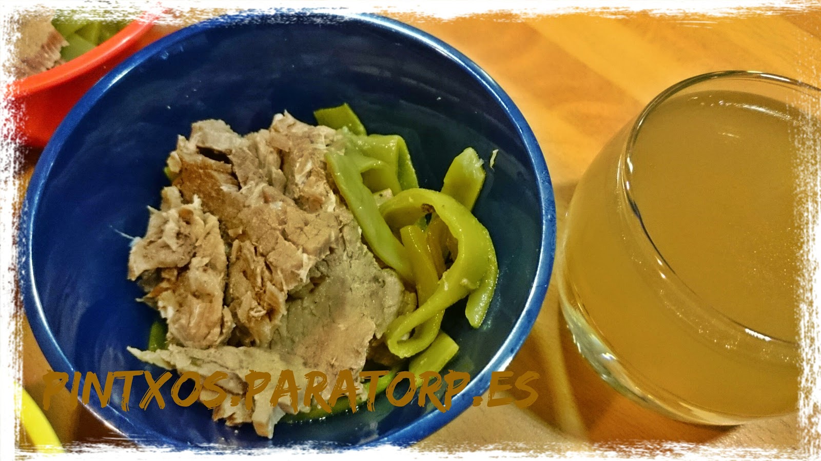 Pintxo de ternera con judias verdes y consomé
