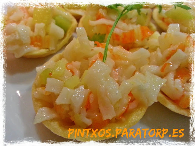 Tartaletas de surimi y puerro