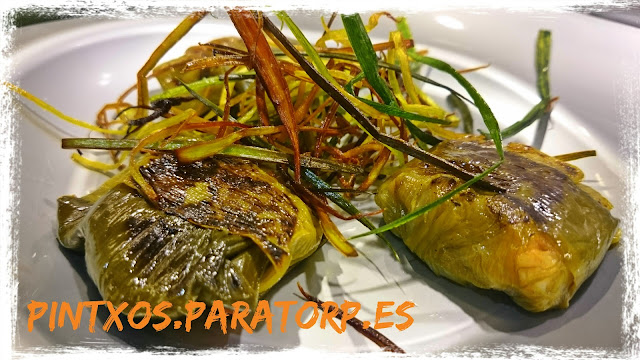 Tortellinis de hoja de puerro rellenos de pisto